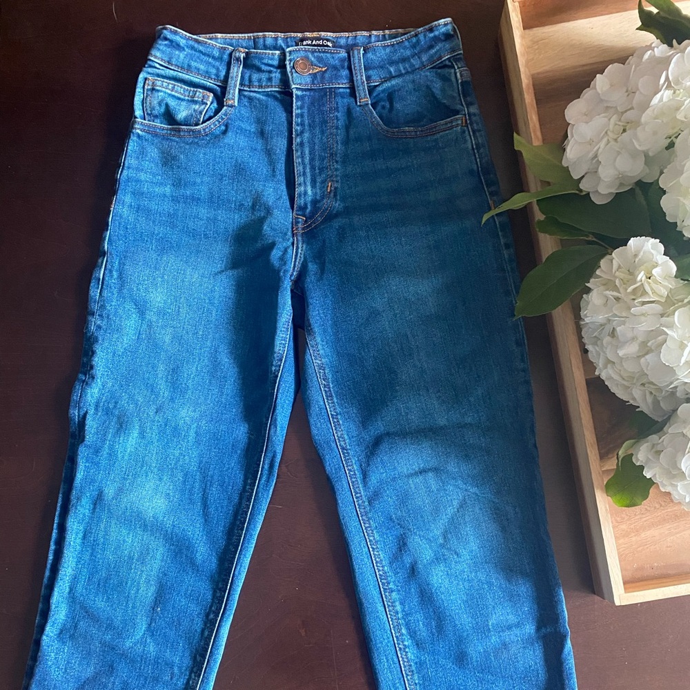 Frank & Oak Cyndi Blue Straight Leg Jeans